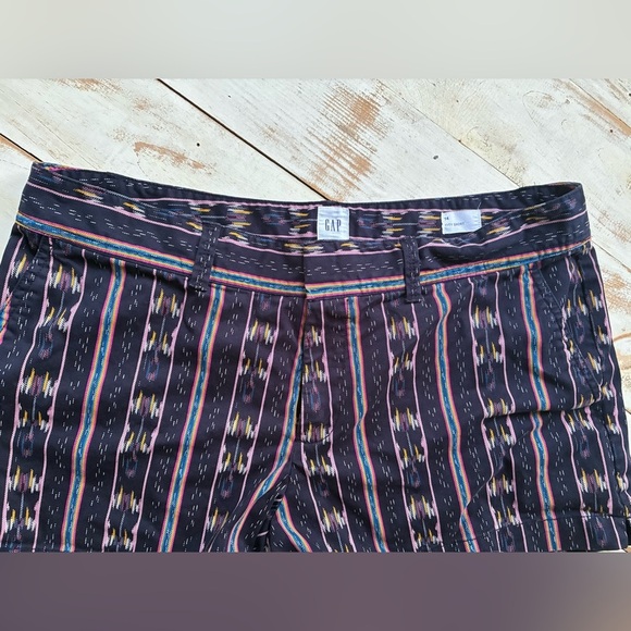 GAP City Short Chino Aztec Stripes Navy Blue casual boho everyday preppy 14 EUC - Picture 10 of 16